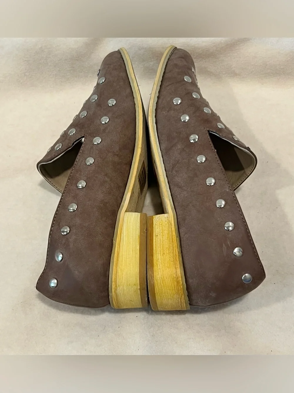 JG Women’s Studded Faux Suede Slip-On Loafers in Brown Size 8
